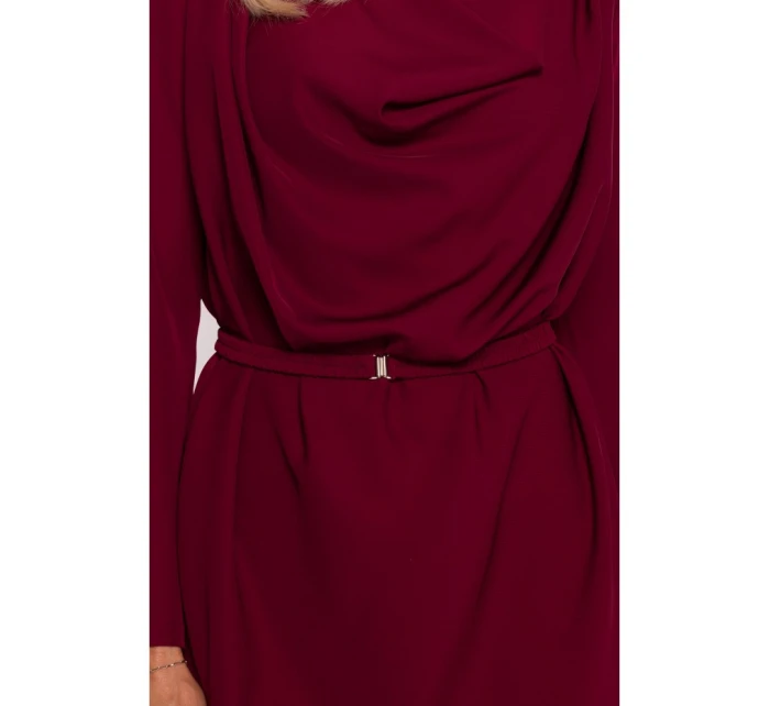 S428 Šaty s výstřihem - bordó S428 Šaty s výstřihem - bordó