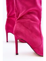 Dámské kozačky na vysokém podpatku do půli lýtek Fuchsia Odetteia Dámské kozačky na vysokém podpatku do půli lýtek Fuchsia Odetteia