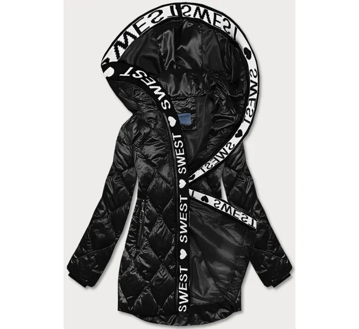 Černá dámská bunda s ozdobnou lemovkou model 17836784 - S'WEST