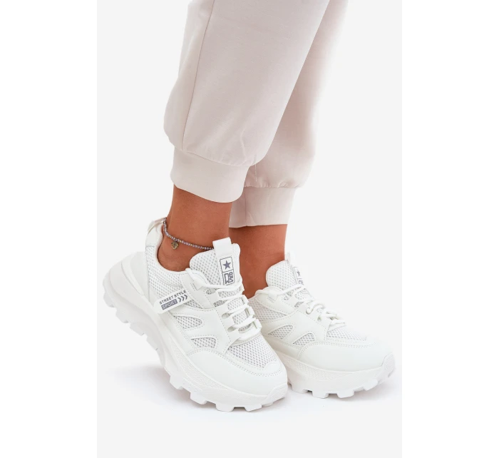 Dámské Sportovní Boty Sneakers Na Tlusté Podešvi Bílé Prononice Dámské Sportovní Boty Sneakers Na Tlusté Podešvi Bílé Prononice
