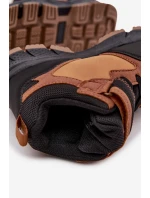 Zimní trekové boty pro děti na suchý zip zateplené camel Miravie