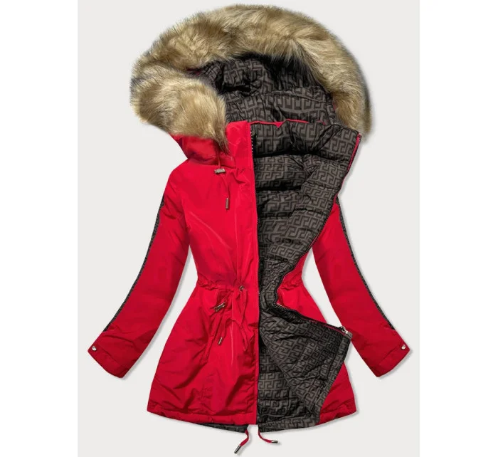 Červeno-hnědá oboustranná dámská bunda (w555) Červeno-hnědá oboustranná dámská bunda (w555)