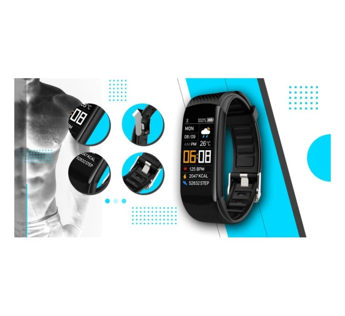 GIEWONT Smartwatch Black and Blue 2 Stripes GW200-7 GIEWONT Smartwatch Black and Blue 2 Stripes GW200-7