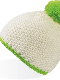 Atlantis Headwear Peak Pletená čepice s bambulí "Peak" 33.0187 white/green fluo