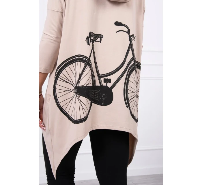 Mikina s potiskem jízdního kola béžová