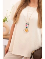 Dámský komplet s volnou halenkou a širokými nohavicemi béžový Dámský komplet s volnou halenkou a širokými nohavicemi béžový