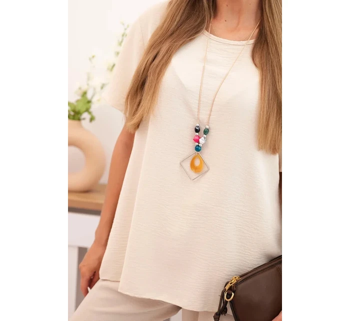 Dámský komplet s volnou halenkou a širokými nohavicemi béžový Dámský komplet s volnou halenkou a širokými nohavicemi béžový