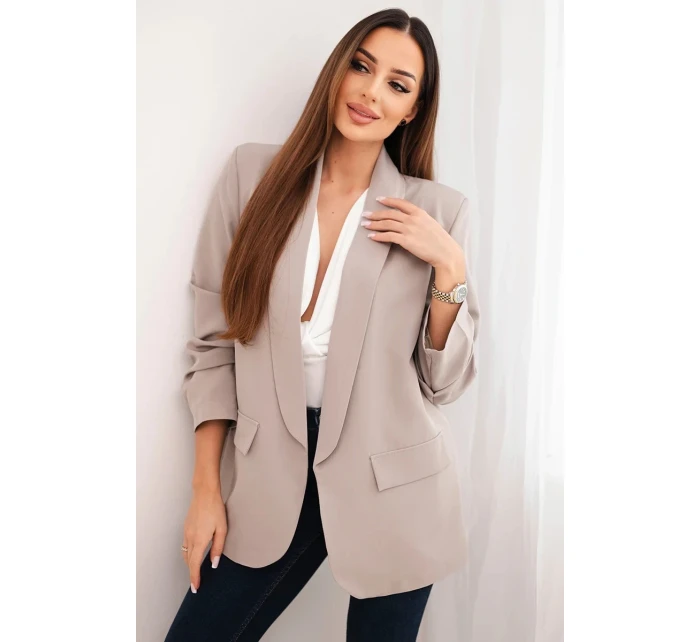 Sako s klopami elegantní tmavě béžové