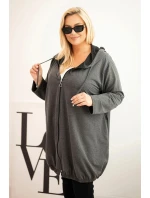 Dámská mikina Plus Size s kapucí a zipem grafitová