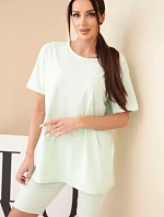 Dámský bavlněný komplet s krátkým rukávem a šortkami žlutý