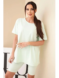 Dámský bavlněný komplet s krátkým rukávem a šortkami žlutý