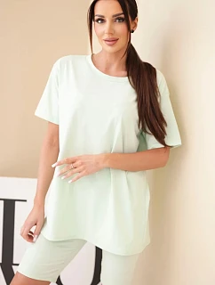 Dámský bavlněný komplet s krátkým rukávem a šortkami žlutý