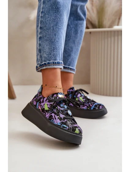 Kožené Sportovní Boty Na Platformě Fialové model 21670482 - Maciejka Kožené Sportovní Boty Na Platformě Fialové model 21670482 - Maciejka