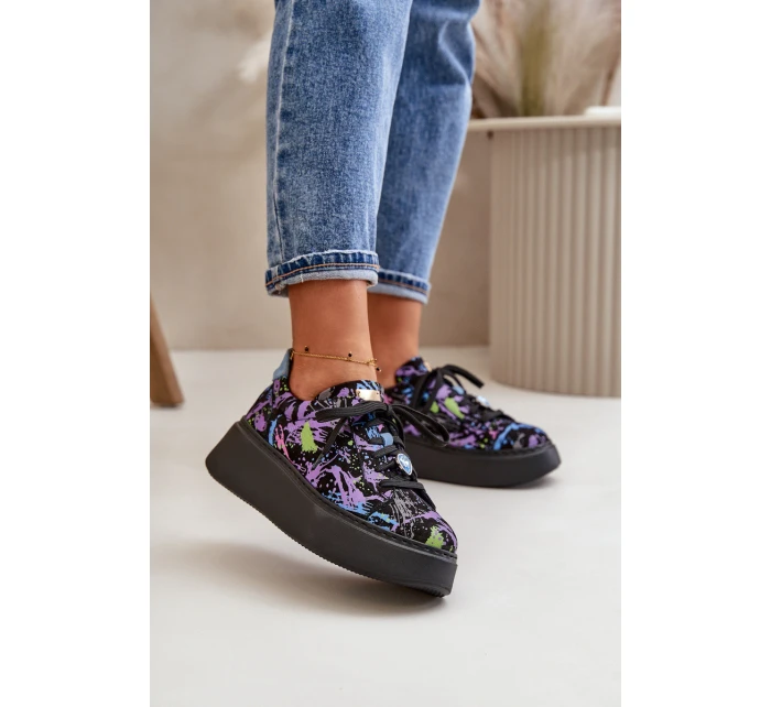 Kožené Sportovní Boty Na Platformě Fialové model 21670482 - Maciejka Kožené Sportovní Boty Na Platformě Fialové model 21670482 - Maciejka