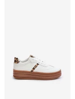 Pohodlné dámské sportovní boty na platformě Bíle Devan