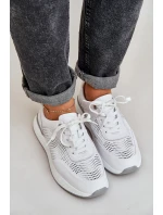 Kožené Sportovní Boty Dámské Sneakers S.Barski LR51-551 Bílé