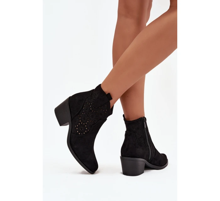 Dámské otevřené kotníkové boty na podpatku Černé model 21713481 Černé - S.Barski