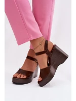 Dámské sandály na platformě Eko kůže Čokoládové model 21937495 - Boto