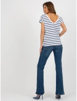 Dámská halenka RV TS model 18249846 bílá a tmavě modrá - FPrice Dámská halenka RV TS model 18249846 bílá a tmavě modrá - FPrice