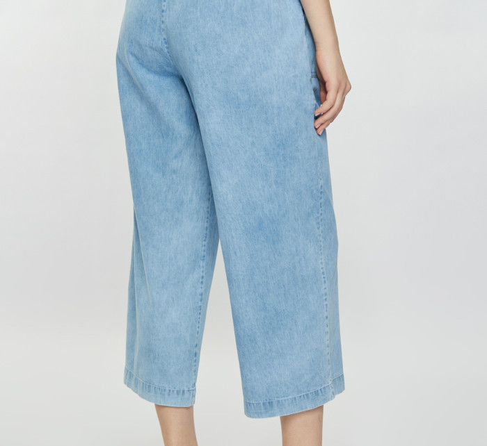 Monnari Kalhoty Dámské kalhoty se širokou nohavicí Modrá barva