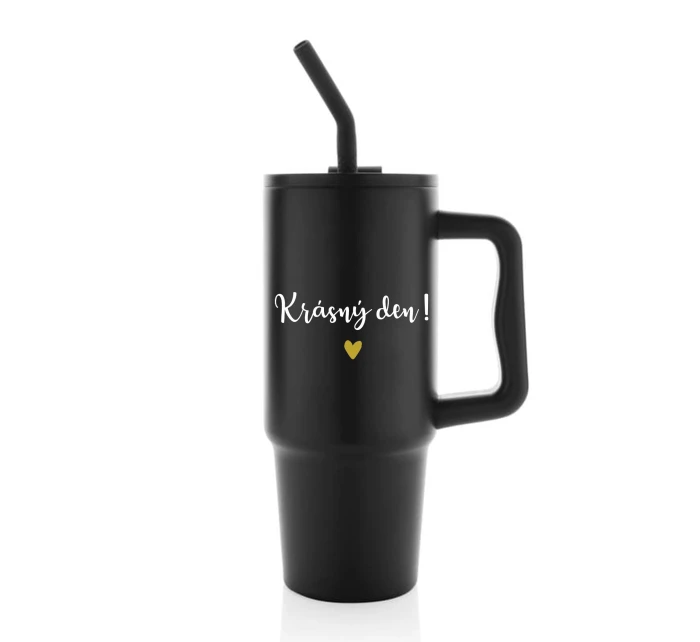 KRÁSNÝ DEN - černý cestovní termohrnek 900 ml  
