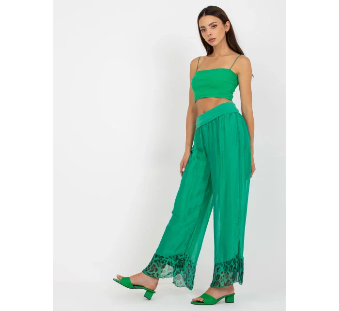 Dámské široké kalhoty DHJ SP 20822.37 zelená - FPrice Dámské široké kalhoty DHJ SP 20822.37 zelená - FPrice
