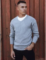 Pánský světle šedý svetr s výstřihem Dstreet model 21979350 - FashionStreet