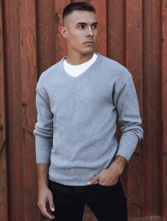 Pánský světle šedý svetr s výstřihem Dstreet model 21979350 - FashionStreet