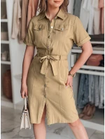 LOVE ME MIDI midi košilové šaty béžové FashionStreet EY2594 LOVE ME MIDI midi košilové šaty béžové FashionStreet EY2594