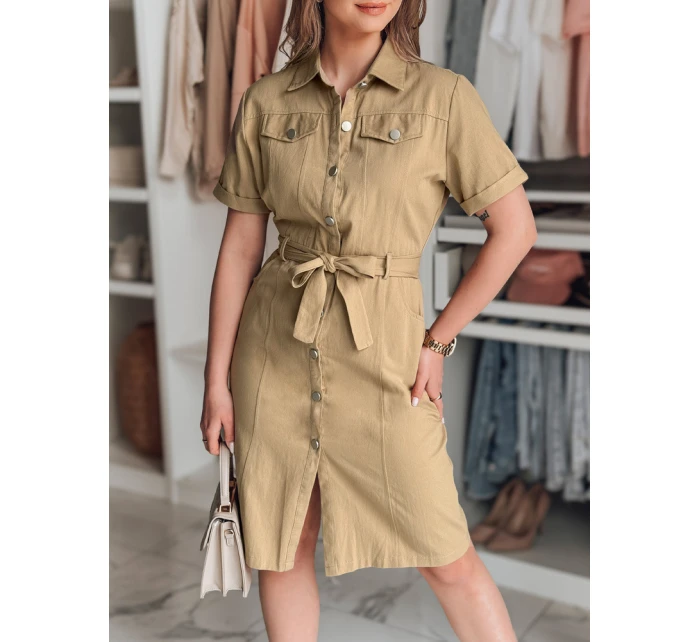 LOVE ME MIDI midi košilové šaty béžové FashionStreet EY2594 LOVE ME MIDI midi košilové šaty béžové FashionStreet EY2594