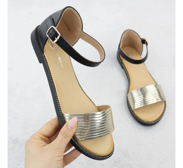 Dámské černo-zlaté sandály Filippo DS6917 Dámské černo-zlaté sandály Filippo DS6917