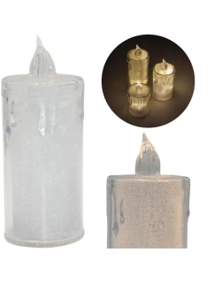 DEKORATIVNÍ SVÍČKA 12,5 CM TRANSPARENTNÍ TEPLÁ BÍLÁ 1 LED