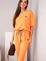 Dámský komplet z viskózy máslový s krátkým rukávem a kalhotami s ohrnutým lemem oranžový