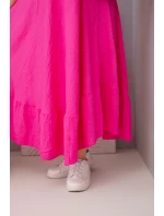 Dámské šaty plus size s krátkým rukávem a volánem z lehké viskózy fuchsiová Dámské šaty plus size s krátkým rukávem a volánem z lehké viskózy fuchsiová