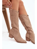 Kozačky Kovbojky Dámské Khaki model 21821835 - Boto Kozačky Kovbojky Dámské Khaki model 21821835 - Boto