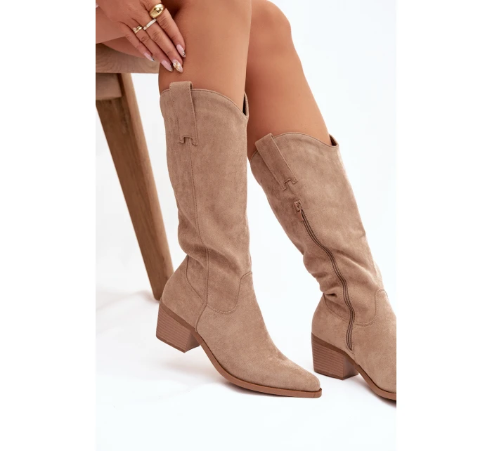 Kozačky Kovbojky Dámské Khaki model 21821835 - Boto Kozačky Kovbojky Dámské Khaki model 21821835 - Boto