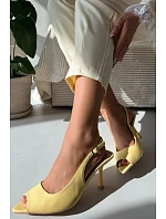 Ženské sandály na podpatku žluté Sevina