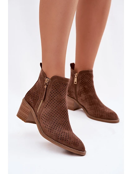Dámské perforované kotníkové boty Vinceza 58621 Hnědé Dámské perforované kotníkové boty Vinceza 58621 Hnědé