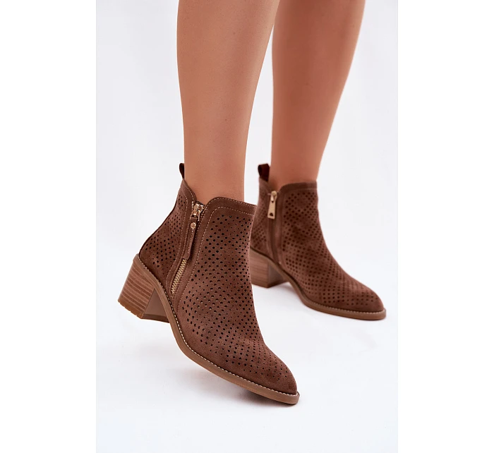 Dámské perforované kotníkové boty Vinceza 58621 Hnědé Dámské perforované kotníkové boty Vinceza 58621 Hnědé