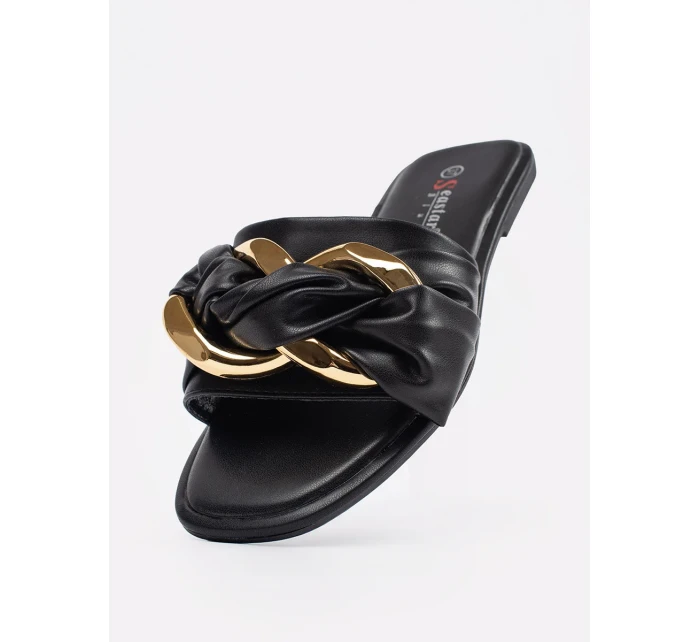 Krásné černé dámské nazouváky bez podpatku Krásné černé dámské nazouváky bez podpatku