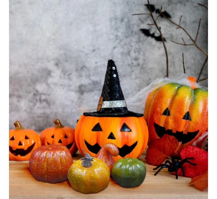 DEKORATIVNÍ DÝNĚ HALLOWEEN FIGURKA 4KS ORANŽOVO-ZELENÁ