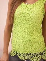 Dámská halenka s krajkou bez rukávů zelený