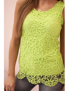 Dámská halenka s krajkou bez rukávů zelený