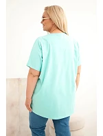 Dámská bavlněná halenka Plus Size s model 22185719 mátová - K-Fashion Dámská bavlněná halenka Plus Size s model 22185719 mátová - K-Fashion