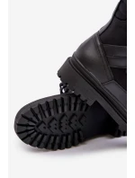 Kožené Traperky Kotníkové Boty Pánské Zateplené Big Star OO174164 Černé Kožené Traperky Kotníkové Boty Pánské Zateplené Big Star OO174164 Černé