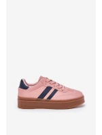 Dámské tenisky na platformě z eko kůže růžové model 21689173 - EVENTO