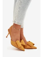 Podpatky s odhalenými a mašlí Žluté model 21915059 - Boto