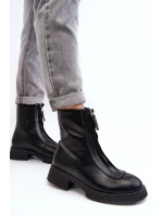 Dámské ploché kozačky se zipem černá Elkasa Dámské ploché kozačky se zipem černá Elkasa