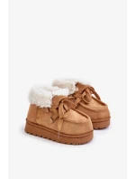 Sněhule Kotníkové Dětské Boty Zateplené Kožíškem Camel Adelane