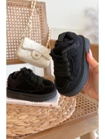 Dětské zateplené sneakers s kožíškem Mireen – černé